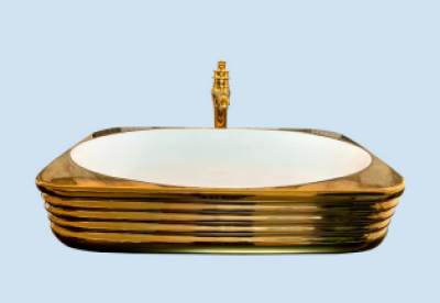 POWER PLUS Glossy Gold Table Top Basin PPTT-502