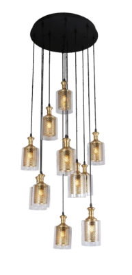 NEPTUNE Luxury Light Smokey Glass Gold Brass Chandelier  1008-6