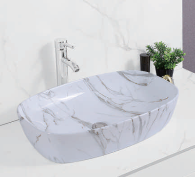 Evaan Glossy marble table top art basin SF 9417B-6