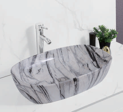 Evaan Glossy marble table top art basin SF 9417B-4