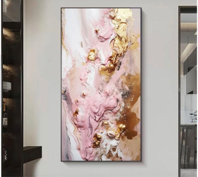Evaan Melting Waves of Pink and Gold Wall Frame