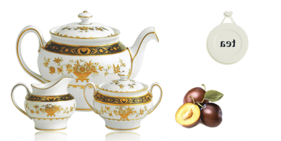 Livolla Golden tea kettle fine bone china tea set poseter art 103 600 x 1200MM