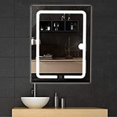 EVVAN Rectangular  LED Wall Mirror(3 Tone-White Light, Natural Light, Warm Light) led m27