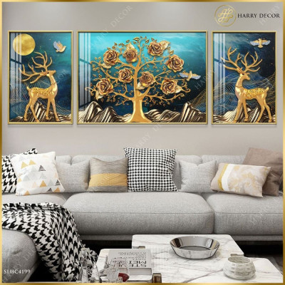 Evaan Modern Wall Art Framed gold Painting for Wall Decoration
