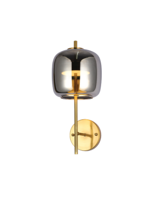 S2B2 Amber/Smoke Glass Wall Light Brass Gold Metal AW-04-055