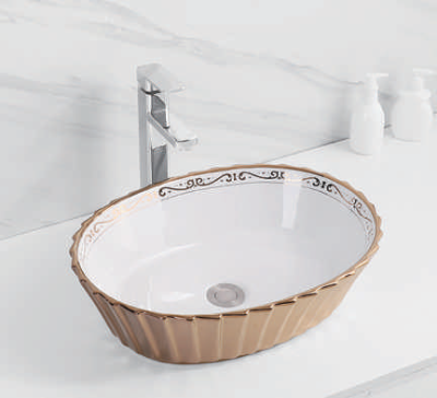 Evaan Inner white outer rose gold table top art basin SF 9329-2