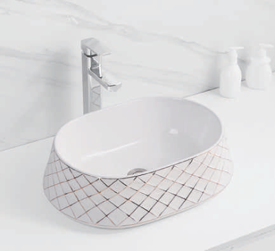 Evaan white with rose gold line top art basin SF 9328-1 G