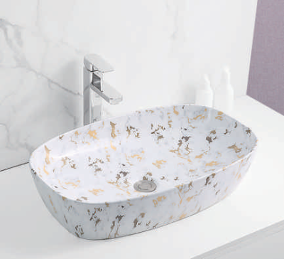 Evaan Glossy marble table top art basin SF 9417B-13