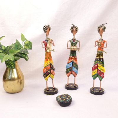 OPPERSTE IRON PAINTED MUSICAL MAN (PAGDI) SET OF 3