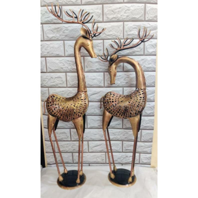 OPPERSTE IRON ANTIQUE PAIR OF VIENNA DEER SET OF 2