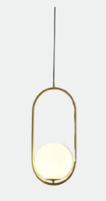 Neptune Elegant Milky White Frosted Shade Gold Pendant Hanging Ceiling Lamp Light 7006/1P