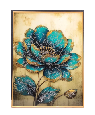 Evaan blue flower wall art frame