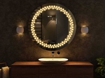 EVAAN Round LED Wall Mirror(3 Tone-White Light, Natural Light, Warm Light) led m 15