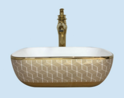 POWER PLUS Glossy Gold Table Top Basin PPTT-496