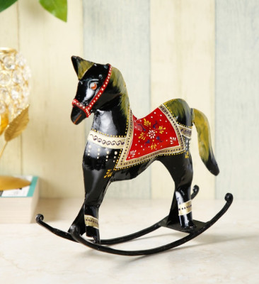 OPPERSTE BLACK IRON STANDING
SWING HORSE FIGURINE