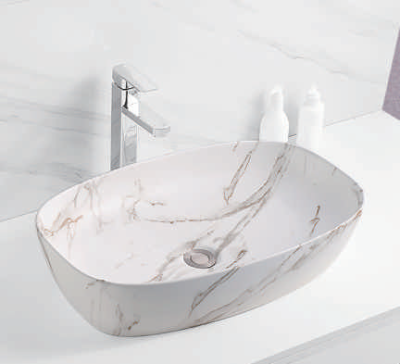 Evaan Glossy marble table top art basin SF 9417B-23