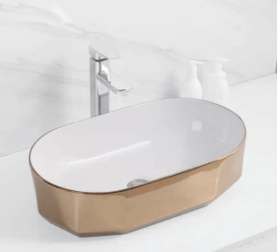 Evaan Inner white outer rose gold table top art basin SF 9330-1