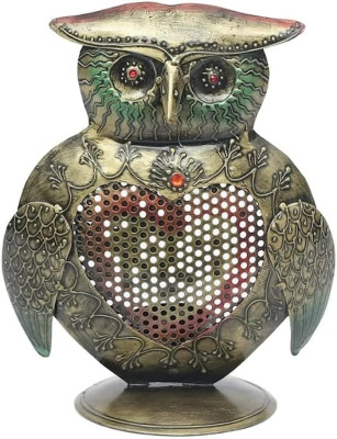 OPPERSTE IRON VINTAGE GOLDEN OWL TEALIGHT FIGURINE