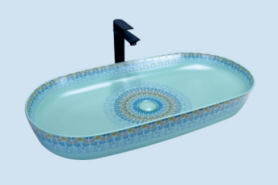 POWER PLUS Glossy Sky Blue Table Top Basin PPTT-590