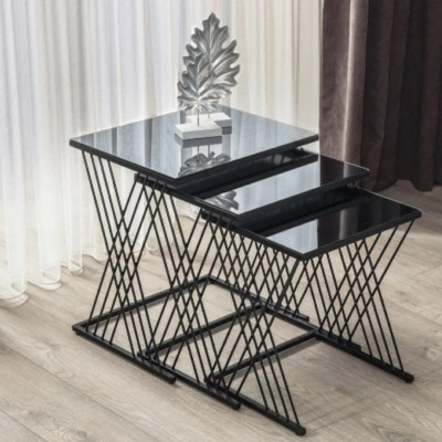 Black Wire Nesting Tables (Set of 3)