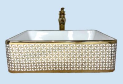 POWER PLUS Glossy Gold Table Top Basin PPTT-546