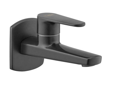 Asianpaints Matt Black Bib Cock With Wall Flange MBALBC101