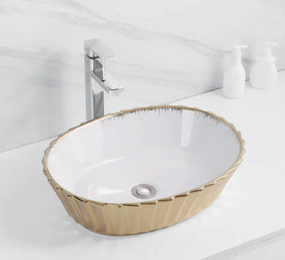 Evaan Inner white outer gold table top art basin SF 9329-1