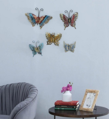 OPPERSTE GOLDEN IRON BUTTERFLY SET OF 5 METAL WALL ART