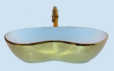 POWER PLUS Glossy Gold Table Top Basin PPTT-504