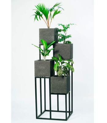 Hari Planters Grey Rectangular Fiberglass Planter Set, For Flower Pot SKU-27