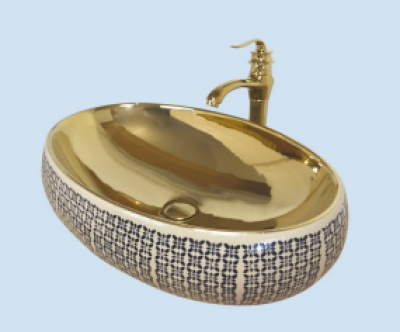 POWER PLUS Glossy Gold Table Top Basin PPTT-480