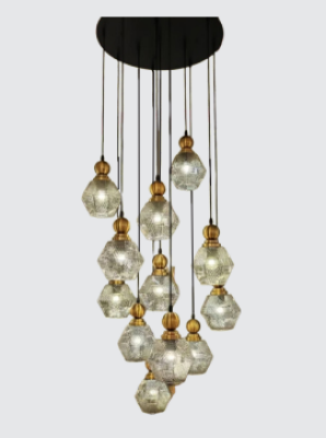 Neptune LED Chandeliers, Delicate Decorative Pattern Glass Ceiling Pendant Lighting 2909-12