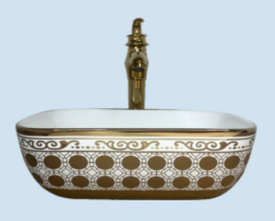 POWER PLUS Glossy Gold Table Top Basin PPTT-556