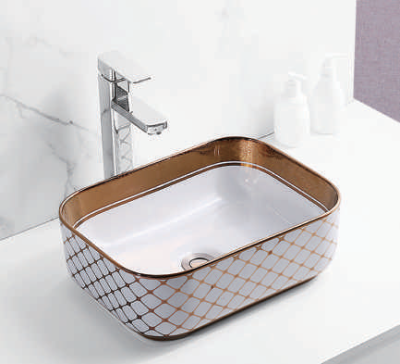Evaan Inner White Outer Rose Gold table top art basin SF 9465-8