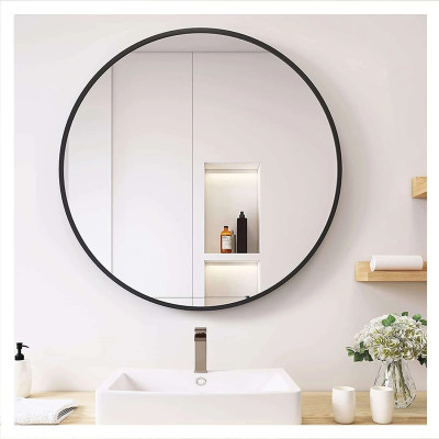 20 Inches Black Round Mirror