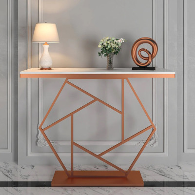 Copper Luxurious Contemporary Console Table In Hexagonal Design 