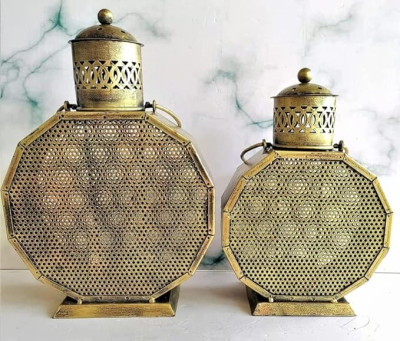 OPPERSTE ANTIQUE VINTAGE LANTERN T-LIGHT HOLDER SET OF 2