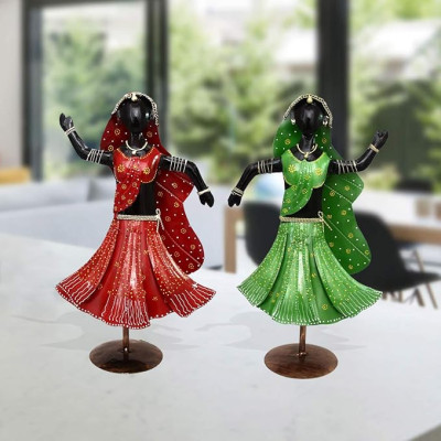 OPPERSTE IRON MULTICOLOR GIRLS DOING GARBA SET OF 2