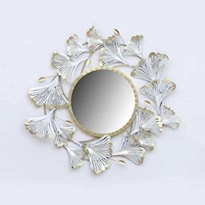 White Decorative Leaf Mirror