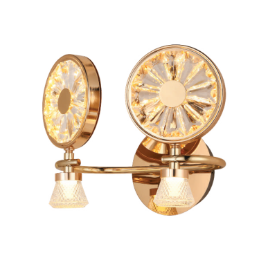 S2B2 Modern Brass Twin Wall Light Fitting with Crystal Detail AM-04-118